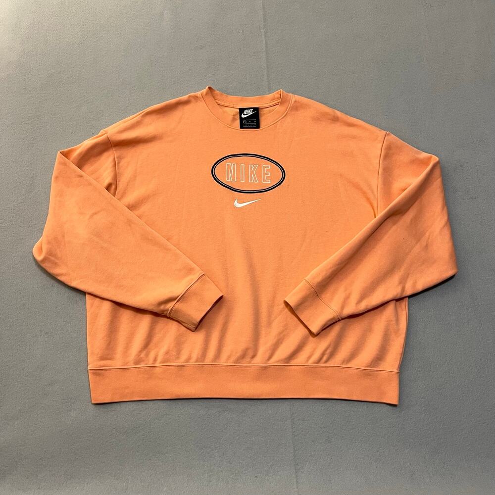Nike Crewneck Sweatshirt Womens XL Orange Center Logo Swoosh Pullover Y2K